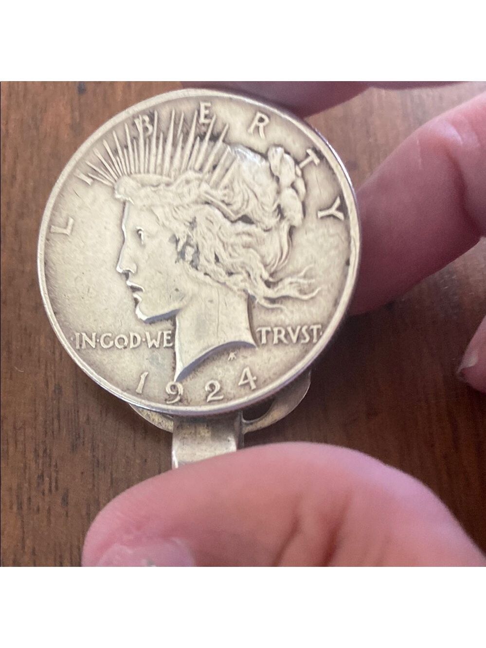 Vintage Rare 1924 Silver Peace Dollar  Coin Money Clip